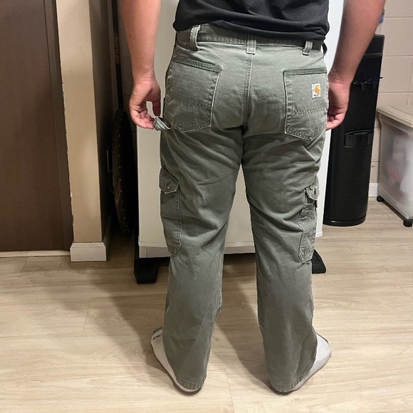 Carhartt Mens Green Cargo Pants Work Jeans Relaxed Fit Heavyweight Size 34 - Picture 5 of 14